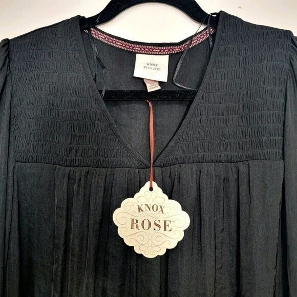 Women's Bishop Long Sleeve Satin Smocked XS - Picture 4 of 10